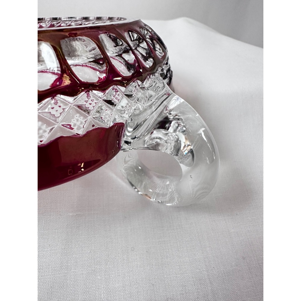 Westmoreland Ruby Red Waterford‎ 5" Heart Shaped Bonbon Nappy Glass Dish Handle - Picture 5 of 14